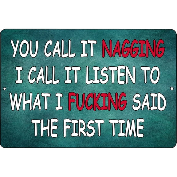 Funny Sarcastic Metal Tin Sign Wall Decor Man Cave Bar Husband Wife You Call It Nagging