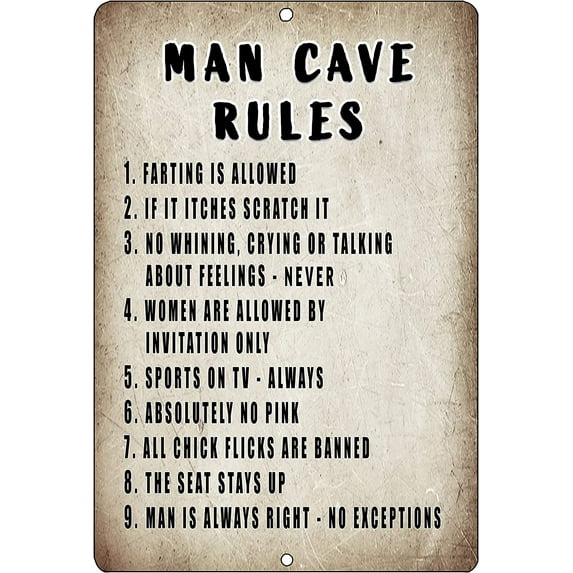 Funny Sarcastic Metal Tin Sign Wall Decor Man Cave Bar Mancave Rules For Men Him