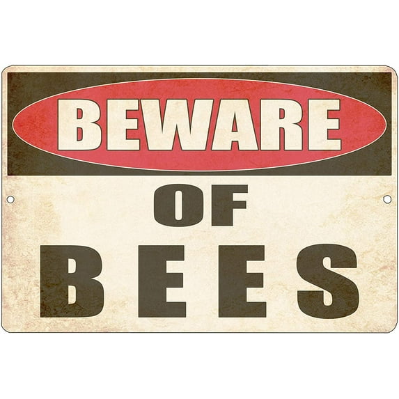 Funny Sarcastic Metal Tin Sign Wall Decor Man Cave Bar Yard Wall Warning Bee Beware of Bees