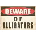 thumbnail image 1 of Funny Sarcastic Metal Tin Sign Wall Decor Man Cave Bar Yard Wall Warning Beware of Alligators, 1 of 5