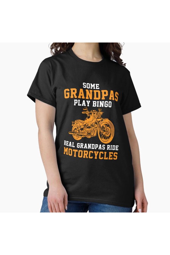 Funny Sarcastic Real Grandpas Ride A Moto Cross Themed Unisex T-Shirt, up to Size 5XL