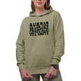 thumbnail image 1 of Funny Sarcastic Runnin on Low Tire Pressure and Five Miles Till Empty, Groovy Retro Wavy Text Merch Gift, Sand Hooded Sweatshirt or Hoodie, Small, 1 of 5
