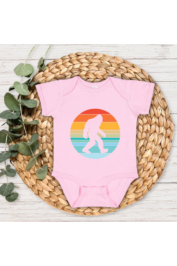 Funny Sasquatch Baby Bodysuit, Retro Bigfoot Infant Outfit, Newborn Gift