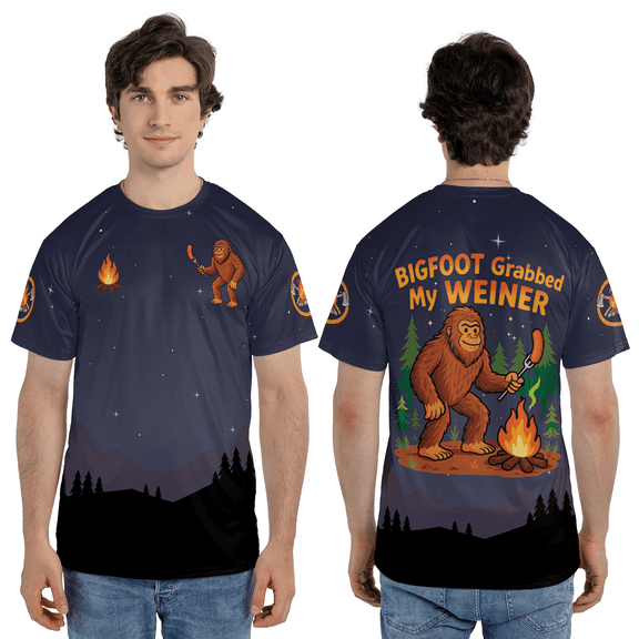 Funny Sasquatch Campfire 3D T-Shirt, Fire Camp Sasquatch 3D Tee, Camping Humor 3D Tshirt
