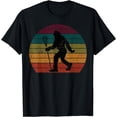 thumbnail image 1 of Funny Sasquatch Lax Bigfoot Lacrosse Vintage 80s Sunset T-Shirt, 1 of 4