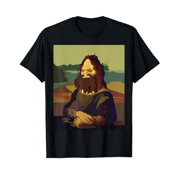 Funny Sasquatch Mona Lisa Art Portrait T-Shirt