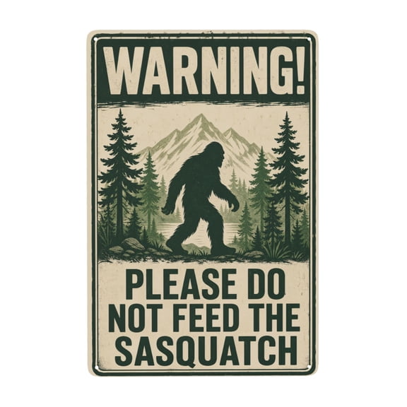Funny Sasquatch Warning Metal Tin Sign For Camper Yard And Forest Wall Decor 8x12 Inch