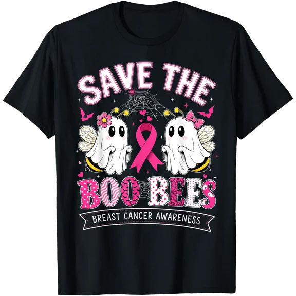 Funny Save The Boo Bees Breast Cancer Halloween Shirts Women T-Shirt