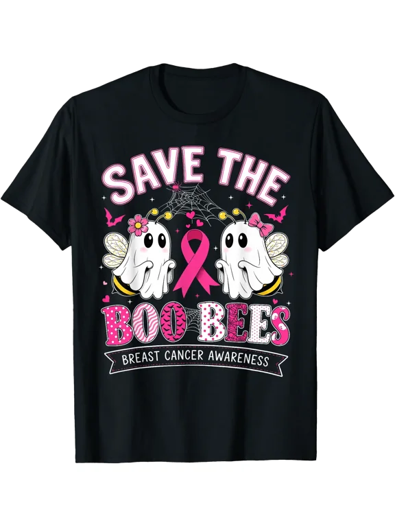 Funny Save The Boo Bees Breast Cancer Halloween Shirts Women T-Shirt
