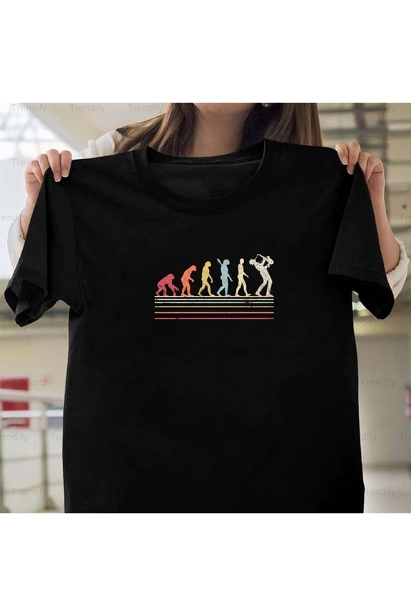 Funny Saxophone Print Retro Vintage Evolution Of Man H29056 Unisex T-Shirt, Up to 5XL Available