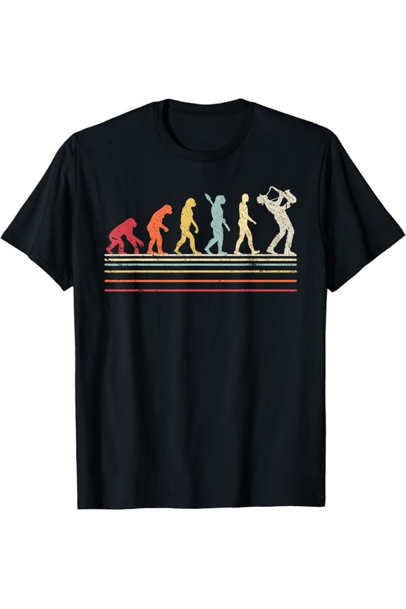 Funny Saxophone TShirt. Retro Vintage Evolution Of Man Shirt T-Shirt