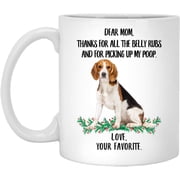 Funny Saying Beagle Tri Color Sitting Gifts For Dog Mom Thanks For The Belly Rubs Christmas 2022 Gifts White Mug 11oz