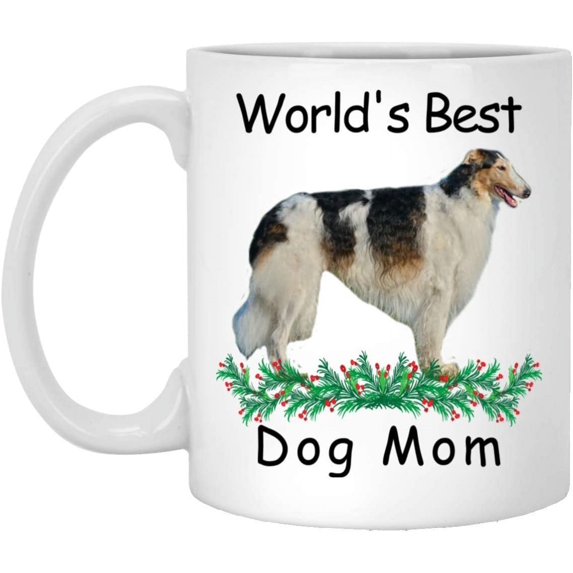 Funny Saying Gift For Pet Lovers Borzoi Tri Color Worlds Best Dog Mom Mug White 11oz Christmas 2022 Gifts