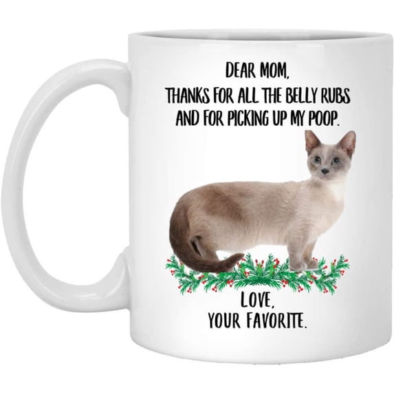 Funny Saying Munchkin Cat Light Grey Gifts For Mom Thanks For The Belly Rubs Christmas 2022 Gifts White Mug 11oz