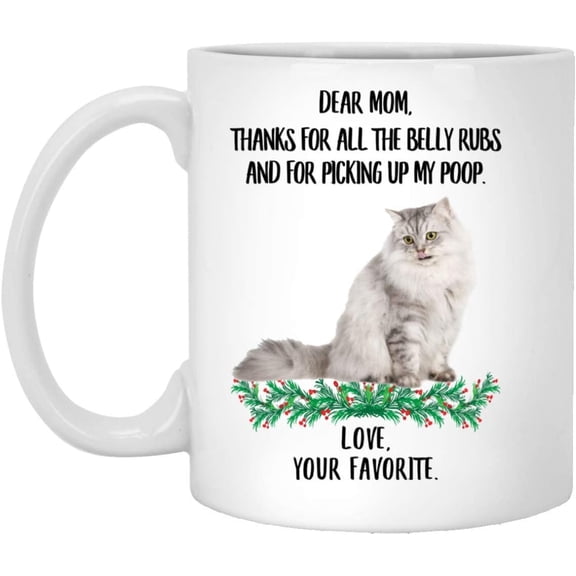 Funny Saying Norwegian Forest Cat White Grey Gifts For Mom Thanks For The Belly Rubs Christmas 2022 Gifts White Mug 11oz