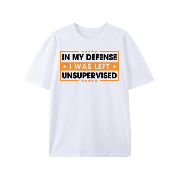 Funny Saying in My Defense, I was Left Unsupervised Retro T-Shirt White.