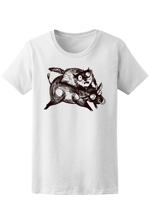 Funny Scared Kitten Riding Bull T-Shirt Women -Image by Shutterstock, Female XX-Large