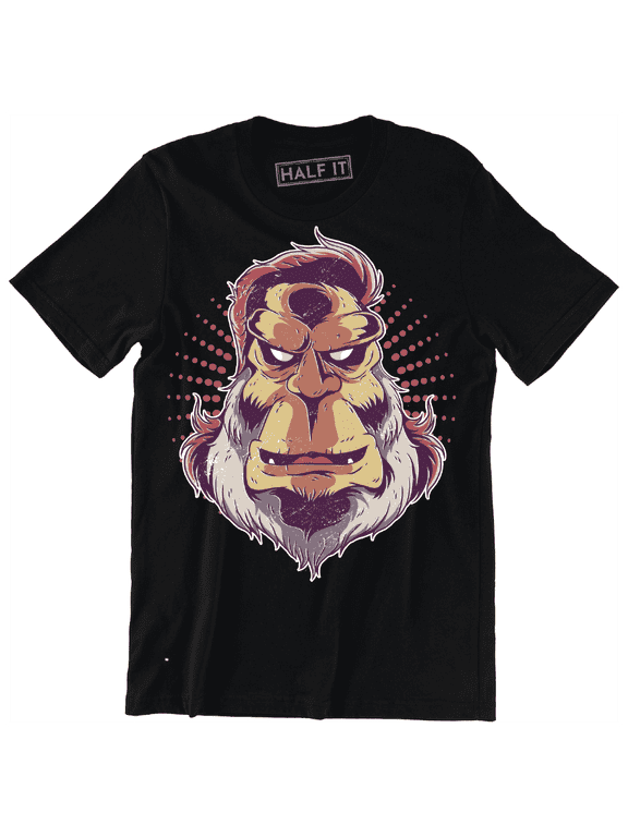 Funny Scary Animal Gorilla Ape Face Short Sleeve Design Men's T-Shirt