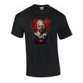 thumbnail image 1 of Funny Scary Zombie Clown Halloween Short Sleeve Graphic Adult T-Shirt- Black, 1 of 4