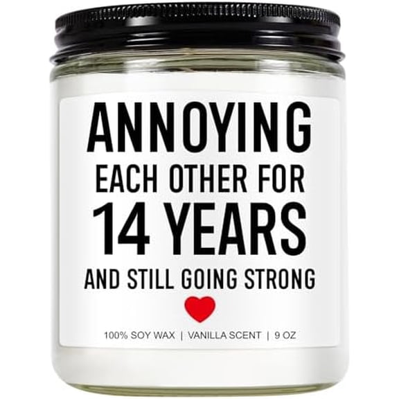 Funny Scented Candle, 14 Year Anniversary, Gifts for Him, Her, 14th Anniversary, Gifts for Husband, Wife, Couple, 14 Year Wedding Anniv. Ivory Presents for Men, Women$$Home Decor, Kitchen, & Other