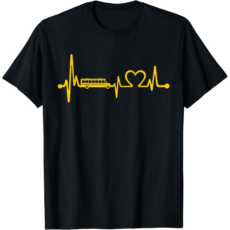 School Bus Driver Heartbeat T-Shirt Funny Cool Loves Gift School Bus Driver Heartbeat T-Shirt Funny Cool Loves Gift