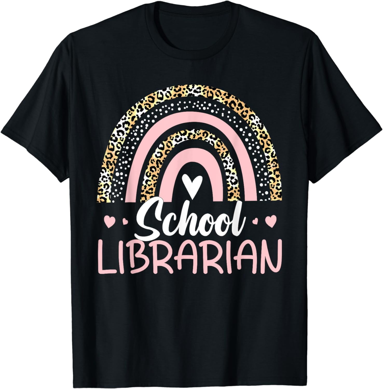 Funny School Librarian Rainbow Leopard Print Librarian T-Shirt