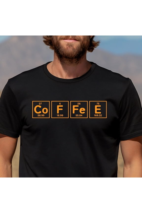 Funny Science Coffee Periodic Table Chemistry Men's Graphic T-Shirt Retro Nerd Geek Apparel Black