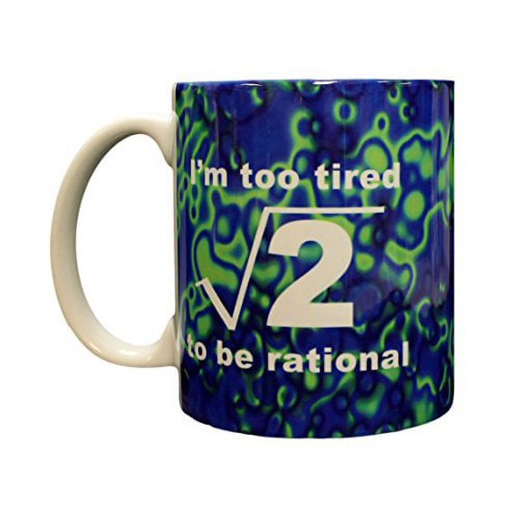 Funny Science Geek Nerd Mathematics Too Tired To Be Rational Ceramic Coffee Mug (Blue)