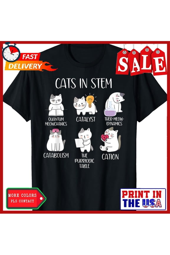 Funny Science Meme Cats In Stem Scientist Nerd Cat Lover T-Shirt