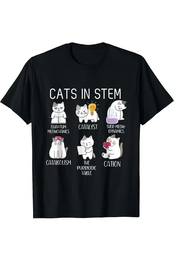 Funny Science Meme Cats in Stem Scientist Nerd Cat Lover T-Shirt