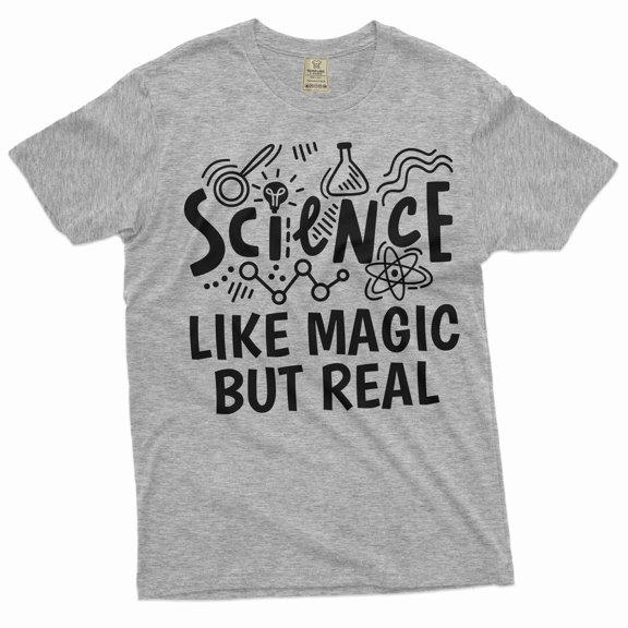 Funny Science T-shirt Science like magic but real nerd geek gift funny tee shirt school men's tees (Small Grey)