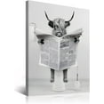 thumbnail image 1 of Funny Scottish Highland Cow Wall Art, Black and White Canvas, Rustic Farmhouse Style Decor Ready To Hang (8" W x 10" H), 1 of 8