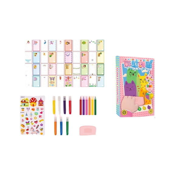 Funny Scratch Painting Set Home Decors Handmade Scratch Bookmarks Postcard Art Painting Kits for Student Crafting Supply