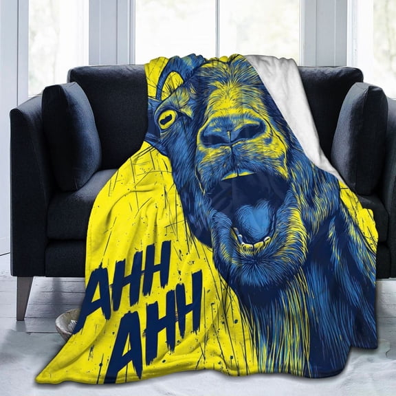 Funny Screaming Goat Throw Blanket, Yelling Face Meme Art for Adult Gag Gift & Novelty Home Decor 50x40