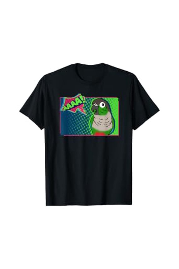 Funny Screaming Green Cheeked Conure Comic, Birb Memes T-Shirt