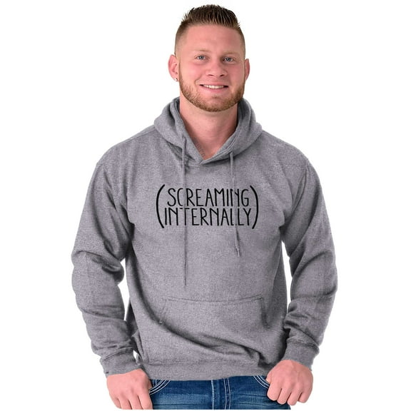 Funny Screaming Internally Sarcastic Unisex Plus Fleece Graphic Hoodie Brisco Brands 3X