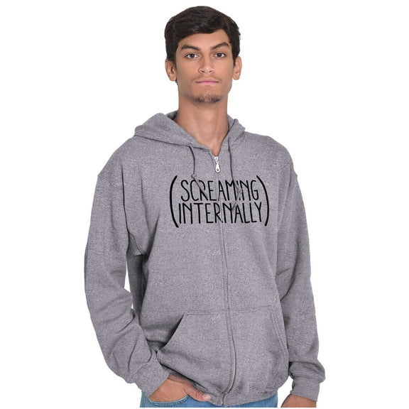 Funny Screaming Internally Sarcastic Zip Up Hoodie Men's Women's Brisco Brands X