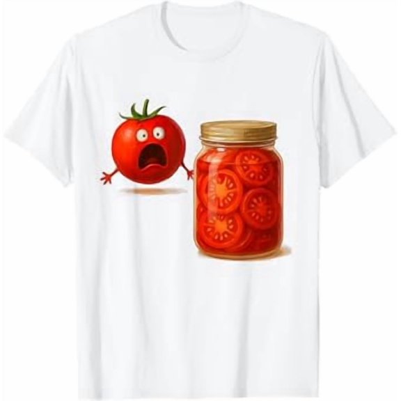Funny Screaming Tomato jar Slides Surprise Meme Gardening T-Shirt