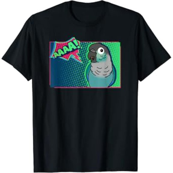 Funny Screaming Turquoise Conure Comic Birb Memes T-Shirt