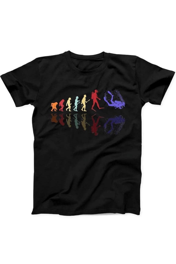 Funny Scuba Diving Evolution Diver Ocean Sports Black Tee Shirt,for men & women up to 5XL