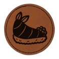 thumbnail image 1 of Funny Sea Bunny Shaped Sushi Nudibranch 2.5" Faux Leather Round Engraved Iron-On Patch - Brown, 1 of 6