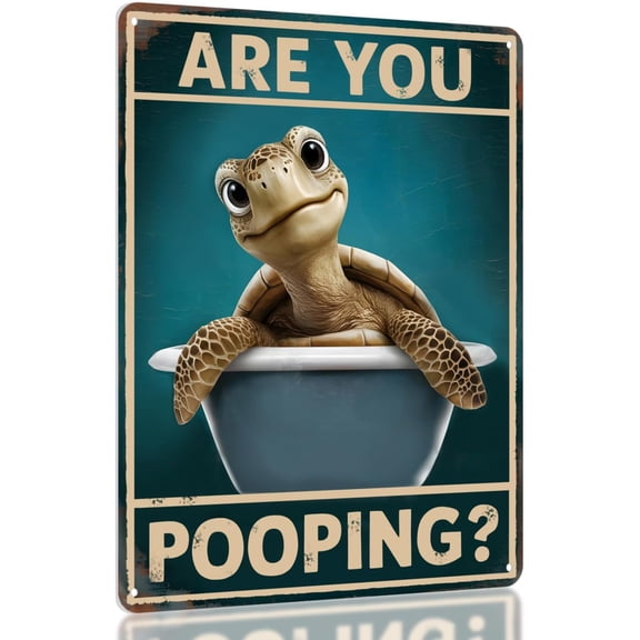 Funny Sea Turtle Bathroom Decor Are You Pooping Turtle Sign, Ocean Theme Wall Art, Tropical Turtle Bathroom Accessories, Sea Life Decor for Restoom or Beach House by Opix Design
