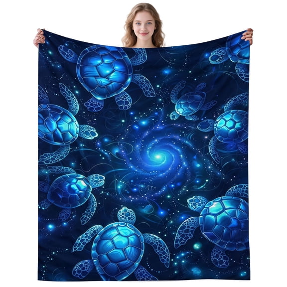 Funny Sea Turtle Blanket Gifts for Women Men Adults Sea Turtle Lovers Plush Lightweight Starry Sea Turtles Throw Blankets for Camping Office Decor Birthday Gifts 50×40 Inch