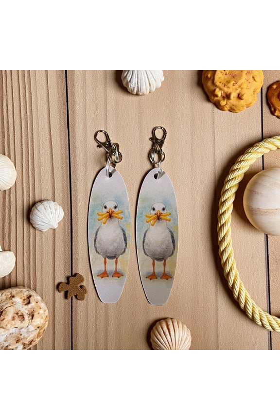 Funny Seagull Keychains Set of 2 PVC Beach Keyrings for Bags, Backpacks, or Keys Coastal Souvenir or Gift