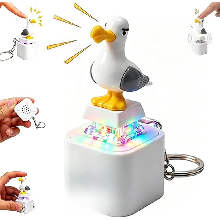 Funny Seagull Mine Keychain Sound Button, Rechargeable Frog Noise