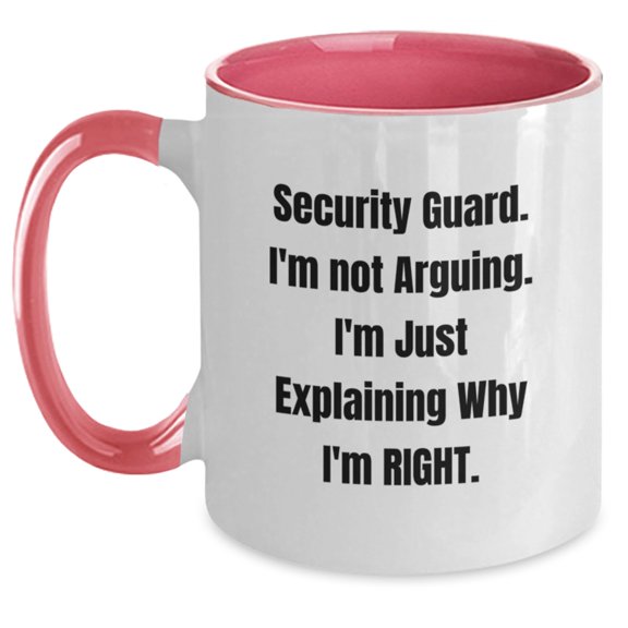 Funny Security Guard Gifts, Gifts from Family to Security Guard Men, Christmas Unique Gifts, Two Tone Coffee Mug with Quirky Quote