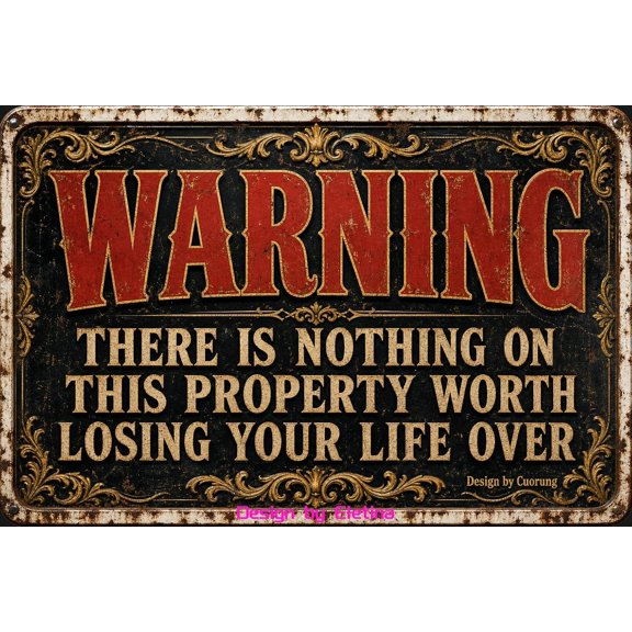 Funny Security Warning Metal Tin Sign 8x12 Road Traffic Garage Wall Decor