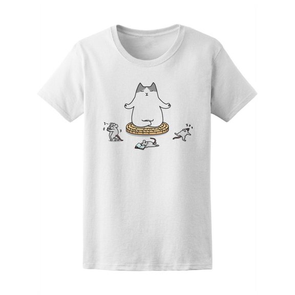 Funny Self Control Cat Yoga T-Shirt Women -Image by Shutterstock, Female Medium