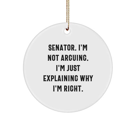 Funny Senator Gifts, Circle Ornament, Perfect for Men, Women, Friends, or Family Members to Show Appreciation and Humor, Christmas Unique Decorations