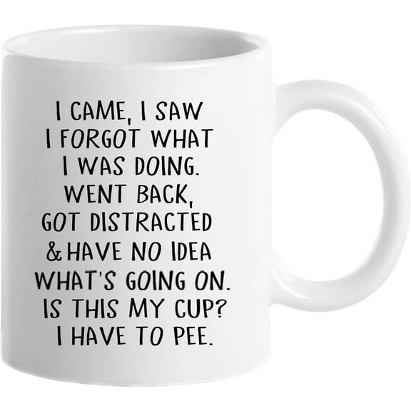 Funny Senior Citizens Coffee Mug, Sarcastic Gifts for Elderly Grandma Grandpa Mom Dad, Birthday Retirement Christmas Gift - I Came I Saw I Forgot What I Was Doing, 11 oz